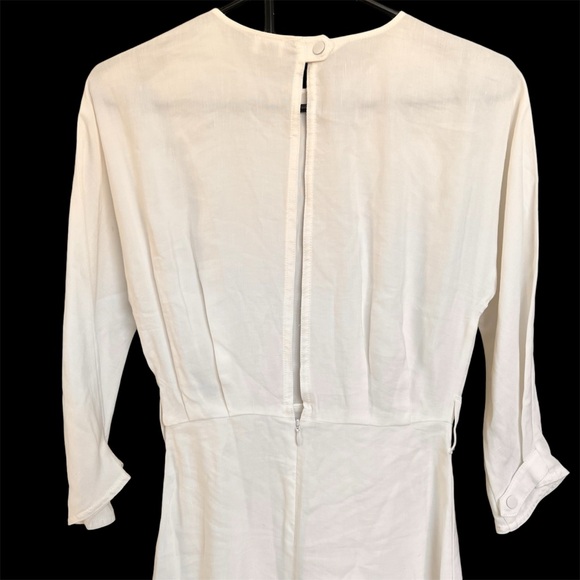Wilfred Tavin Classy Linen Blend Midi Dress 3/4 Sleeves Crew Neck White Size XXS - Picture 8 of 17